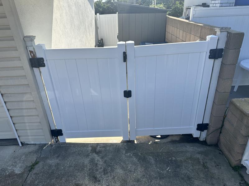 Weatherables Pembroke 7 ft. W x 5 ft. H White Vinyl Privacy Double Fence Gate Kit