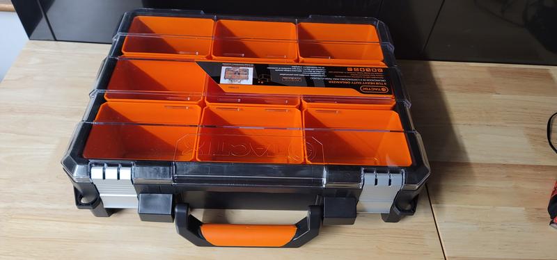 TACTIX 17 in. Plastic Portable Organizer with 9-Bins 320060 - The