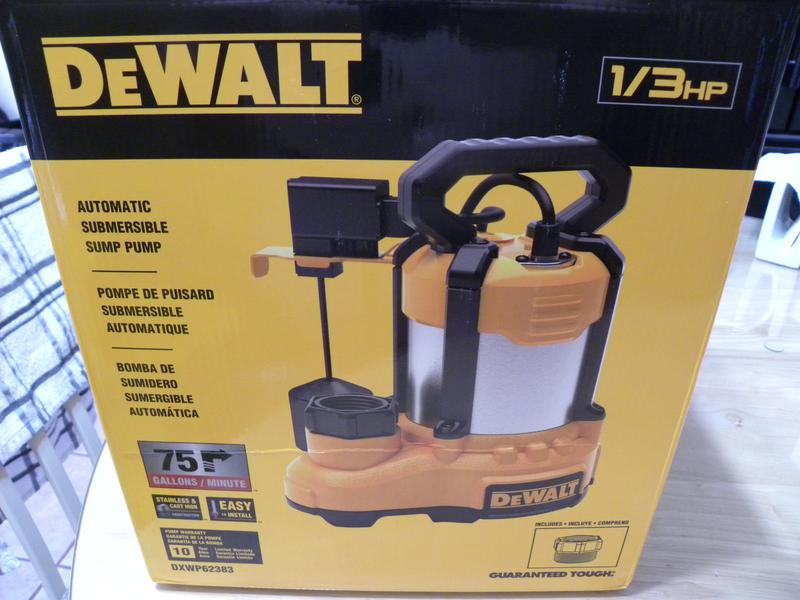 DEWALT 3/4 HP Cast Iron Sewage Pump – Fully Submersible, 115 GPM Max Flow, 28ft Lift, Auto Float Switch, Passes 2" Solids, 10-Foot Cord