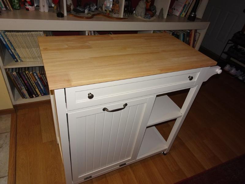 StyleWell Bainport Ivory with Butcher Block Top Wooden Rolling