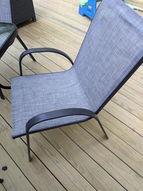 StyleWell Stackable Steel Sling Outdoor Dining Chair in Denim Blue