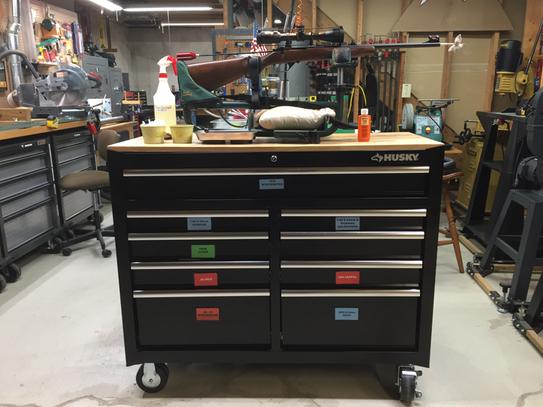 Husky 46 In 9 Drawer Mobile Workbench With Solid Wood Top Black
