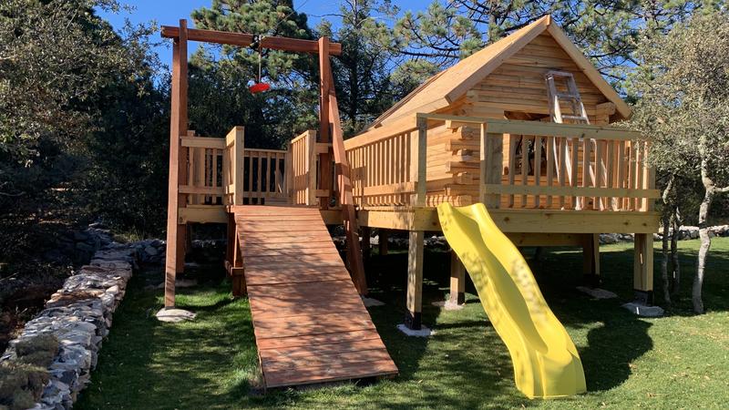 With Tube Swing-N-Slide Grandview Twist Complete Wood Playset With