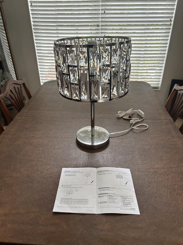 Hampton Bay Kristella 24 in. Chrome Table Lamp with Crystal Shade