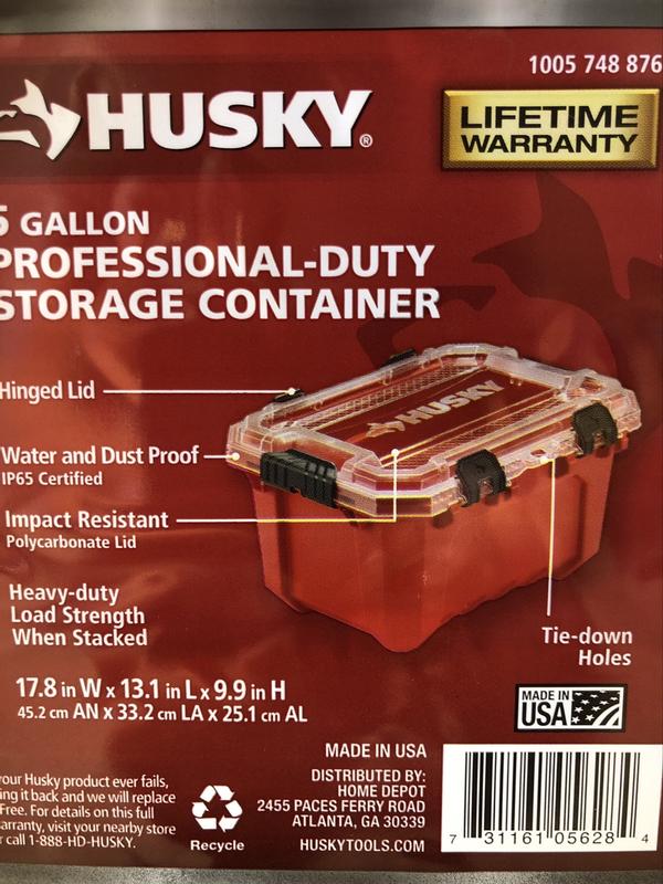 Husky Hinged Lid Storage Tote Large Storage Containers Waterproof