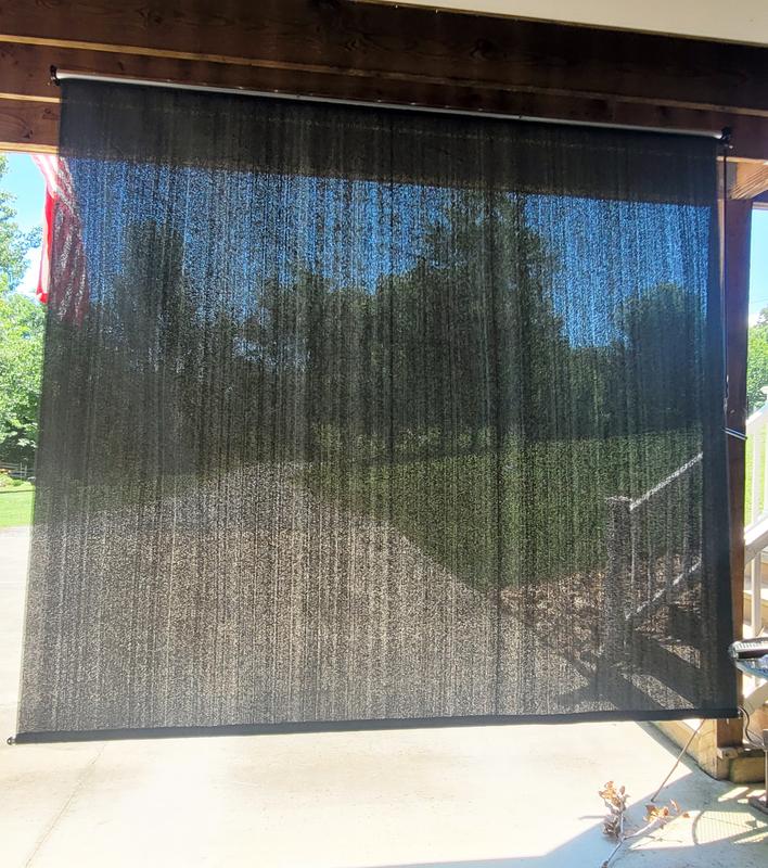 vicllax 9 ft. x 8 ft. Chocolate Outdoor Roller Shade with Hand