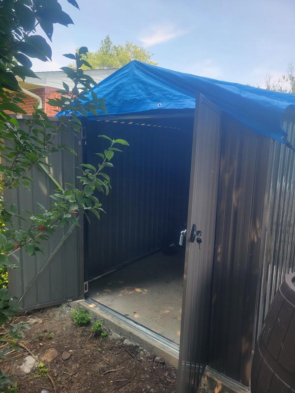 AECOJOY 7 ft. W x 7 ft. D Metal Shed with Single Lockable Door (49