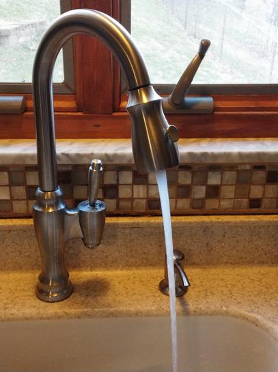 Kohler Thierry R22969-SD-2BZ Two Handle Pull-Down Sprayer Kitchen Faucet With Soap Dispenser In Oil Rubbed Bronze