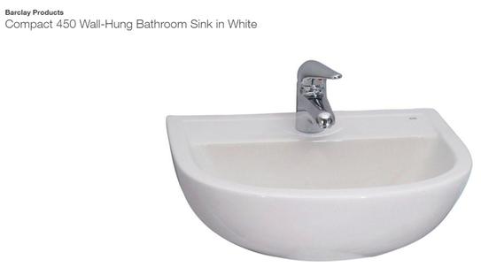 Barclay Products Compact 450 Wall-Hung Bathroom Sink in White Barclay Products Compact 450 Wall-Hung Bathroom Sink in White