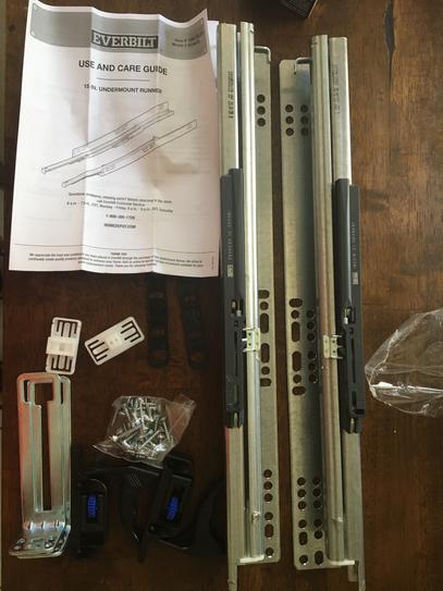 Glissières De Tiroir Everbilt - Extension Totale, Fermeture Douce, Montage Sous Plan - Réf. 18 1002 782 617 - Neuf