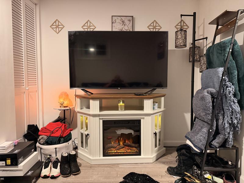 Reviews for LACOO 47 in. White Classic Corner TV Stand with