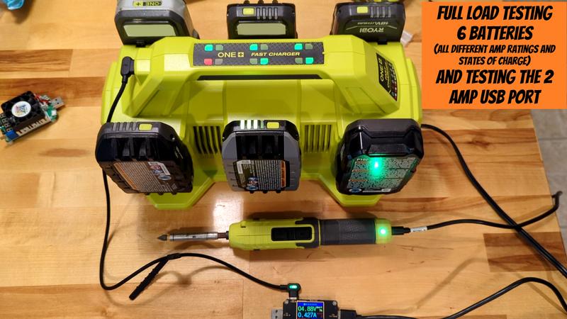 RYOBI ONE+ 18V 6-Port Fast Charger with 6.0 Ah HIGH PERFORMANCE Battery (2-Pack)