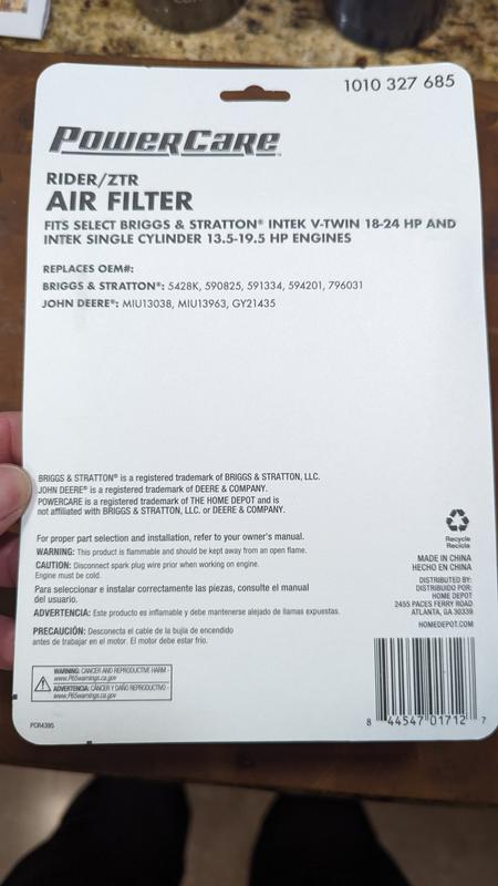 Filtro Aria Compatibile Per Briggs & Stratton YTH22V46 – Sostituisce MIU14395, 796031
