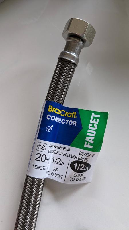 BrassCraft 7/16 in. Compression x 1/2 in. FIP x 20 in. Braided