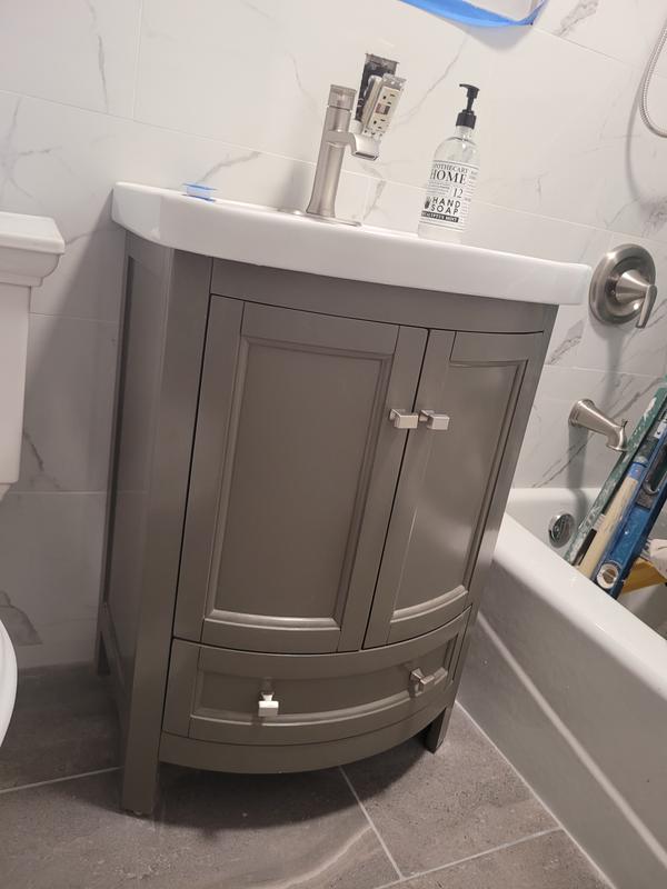 Runfine 24 in. W x 19 in. D x 34 in. H Vanity in White with