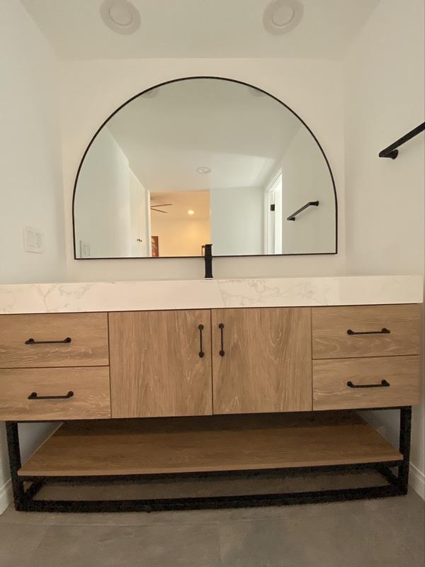 Glass Warehouse 60 in. W x 40 in. H Framed Arched Bathroom Vanity