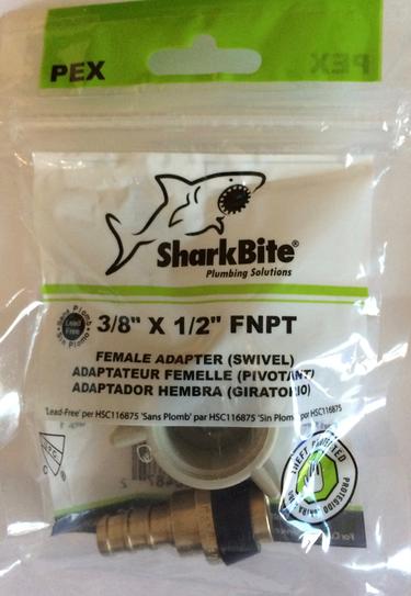 SharkBite 1/2" X 7/8" Crimp Swivel Toilet Adapter - Brass Fitting For PEX Pipe Connection