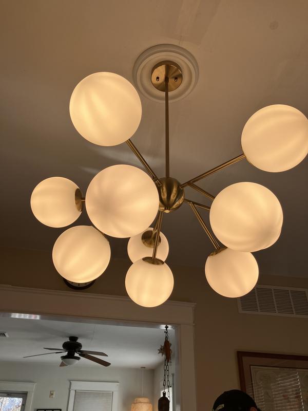 Merra 8-Light Antique Brass Sputnik Style Chandelier with White
