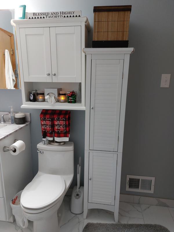 Simon 15 in. W x 63 in. H x 13-1/4 in. D Bathroom Linen Storage Floor Cabinet with 2-Shutter Doors in White Simon 15 in. W x 63 in. H x 13-1/4 in. D Bathroom Linen Storage Floor Cabinet with 2-Shutter Doors in White