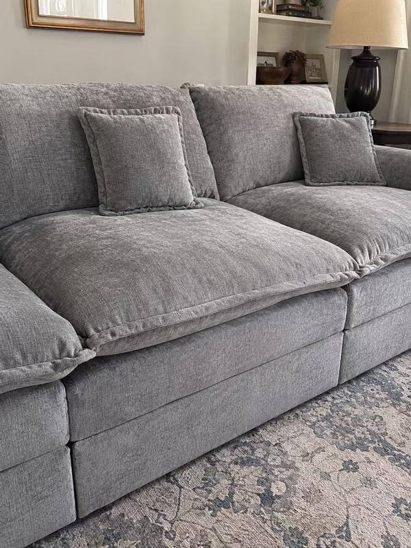 Allwex YC 107 in. Wide Arm 3-Piece Modern Chenille U-Shape Modular
