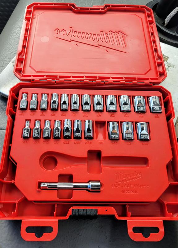 0704-22 mee専用 Blue Red ABS Plastic Magnetic Socket Organizer Set SAE Metric