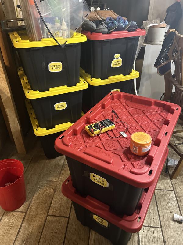 HDX 40 Gal. Tough Storage Tote in Black with Yellow Lid 999-40G