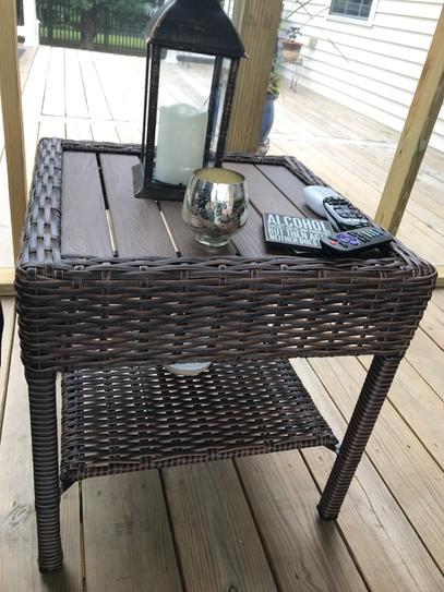 Cambridge brown wicker square outdoor side table discount