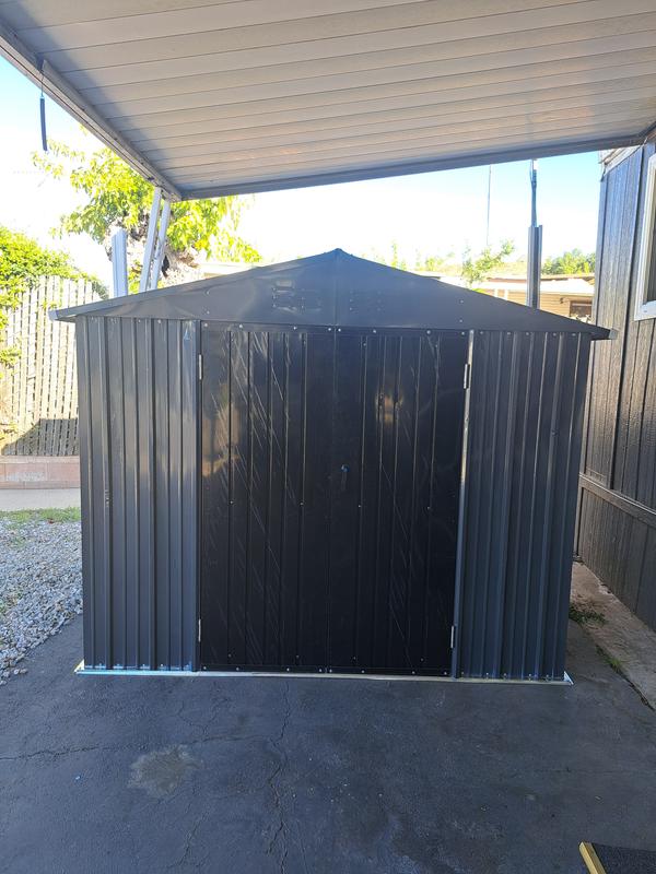 VEIKOUS 8 ft. W x 8 ft. D Outdoor Metal Storage Shed in Gray (64