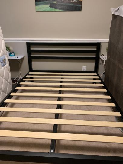 Stylewell Grandon Midnight Blue Metal Queen Platform Bed With Slats 60 In W X 14 In H Thd Hbslbf Q Pw The Home Depot