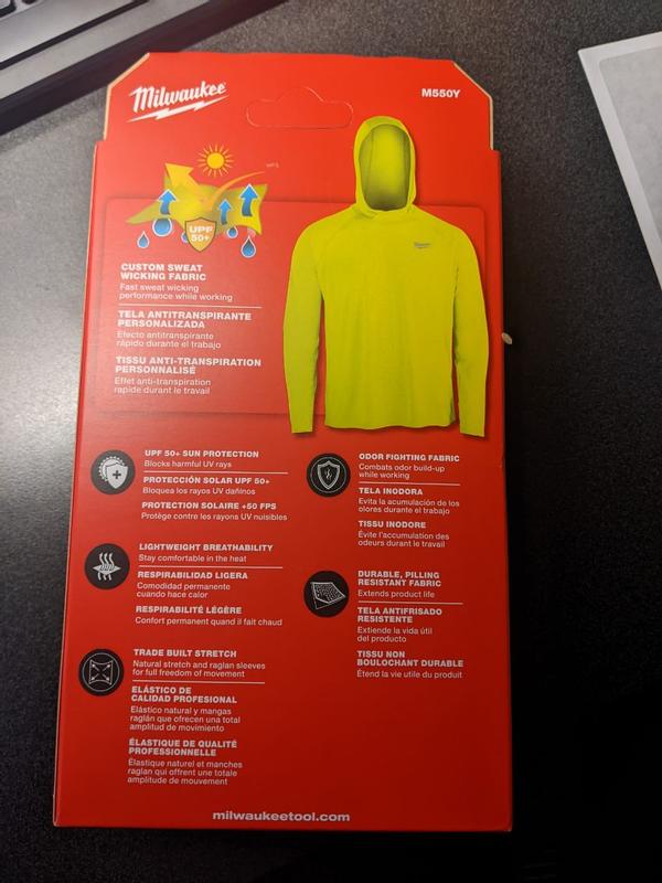 Milwaukee Men's WORKSKIN Gray X-Large Hooded Sun Shirt M550G-XL