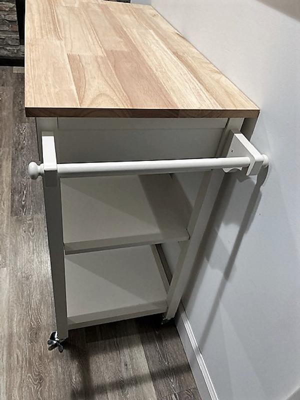 StyleWell Bainport Ivory with Butcher Block Top Wooden Rolling