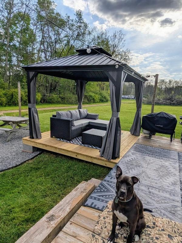 KOZYARD Caesar 12 ft. x 16 ft. Dark Brown Double Roof Permanent