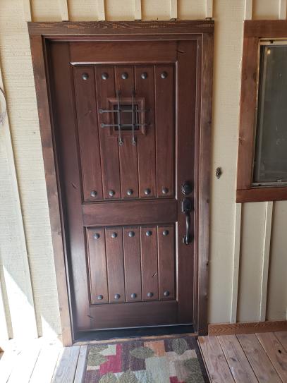 Main Door 36 In X 80 In Rustic Mahogany Type Right Hand Inswing