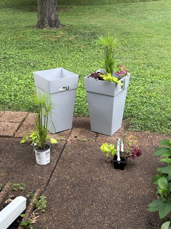 Bloem Finley 25 in. Square Tall Plastic Planter, Black (2-Pack