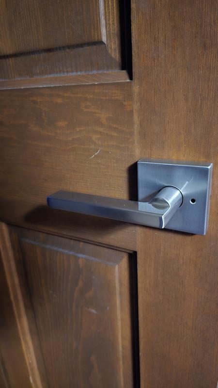 Kwikset Halifax Satin Brass Rectangle Keyed Entry Door Lever with