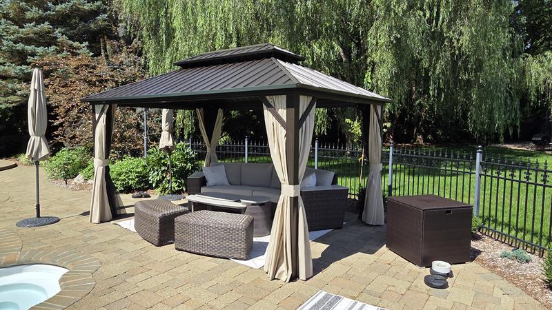 PURPLE LEAF 10 ft.x 16 ft. Luxury Aluminum Frame Hardtop Gazebo
