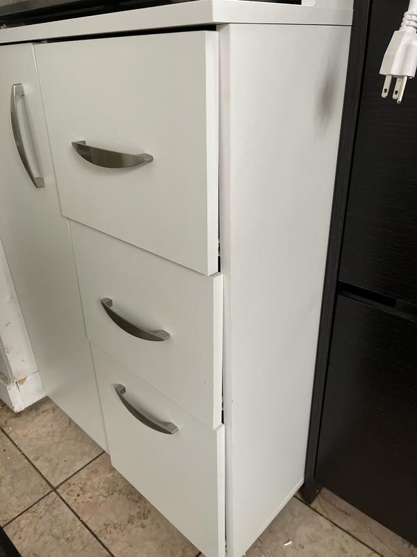 Inval 23.62x15.35x66.14 in. Microwave Storage Utility Cabinet in Laricina White