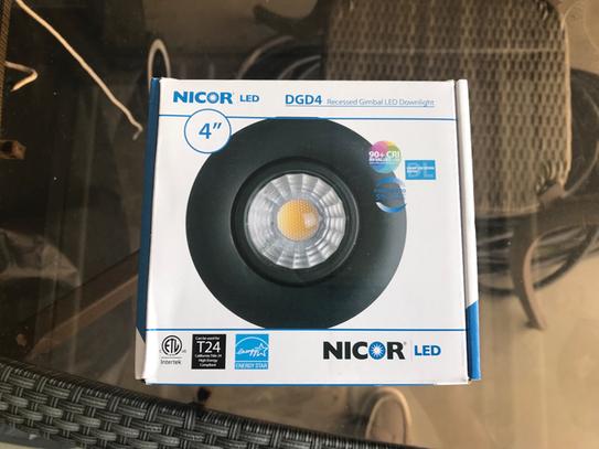 NICOR LED Gimbal Downlight - 4" Adjustable Recessed Lighting, Oil-Rubbed Bronze, 3000K