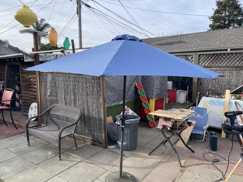 hampton bay 9 ft steel tilt patio umbrella in denim Sun Master 7.5' Fiberglass  The Galaxy The woven fabric looks crisp and inviting on patios Reviews for Hampton Bay 9