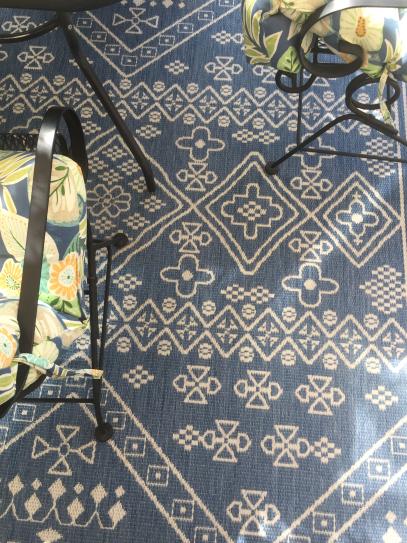 nuLOOM Kandace Tribal Blue 5 ft. x 8 ft. Indoor/Outdoor Patio Area