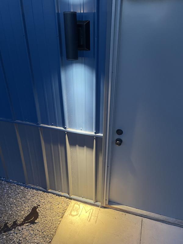 HKMGT Black Dusk to Dawn Outdoor Hardwired Cylinder Wall Lantern