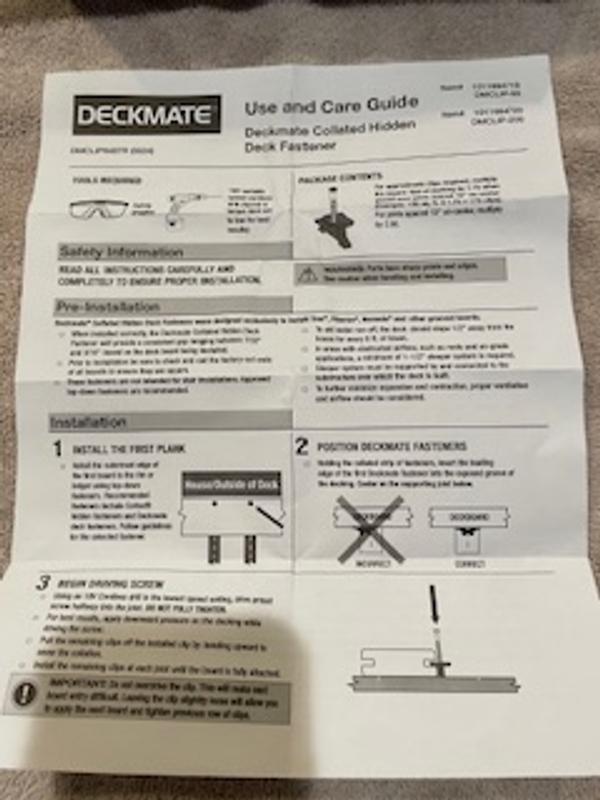 DECKMATE Collated Universal Hidden Deck Fasteners for Grooved Decking Black 200 sq. ft. Coverage (360-Pack)