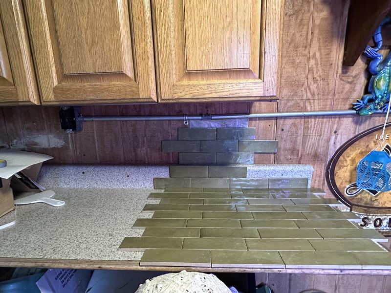 Merola Tile Coco Glossy Moss Verde 2 in. x 5-7/8 in. Porcelain