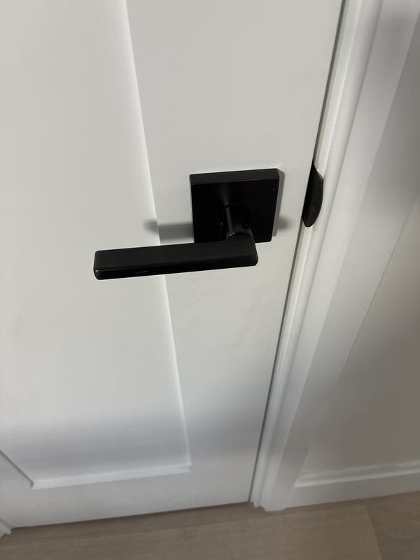 Kwikset Halifax Rectangle Rose Matte Black Dummy Door Handle with