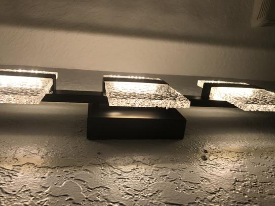Reviews for Eglo Madrona 22.75 in. W x 7.12 in. H 3 Light Chrome Integrated LED Bathroom Vanity Light with Clear Seedy Acrylic Shades Pg 2 The Home Depot