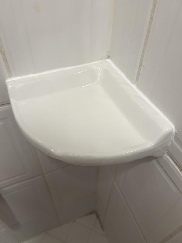 Restore 8 in. W Resin Wall Mounted Corner Shower Shelf Tile in White Restore 8 in. W Resin Wall Mounted Corner Shower Shelf Tile in White