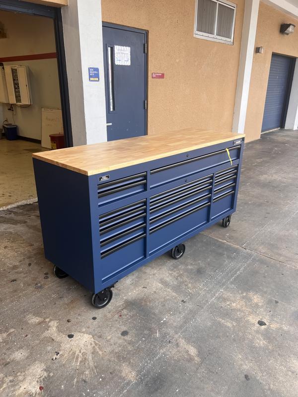 Tool Storage Heavy Duty 84 in. W Matte Blue Mobile Workbench Cabinet Tool Storage Heavy Duty 84 in. W Matte Blue Mobile Workbench Cabinet