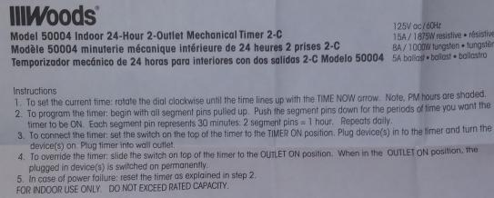Woods 15-Amp 24-Hour Indoor Plug-In Dual-Outlet Mechanical Timer, White ...
