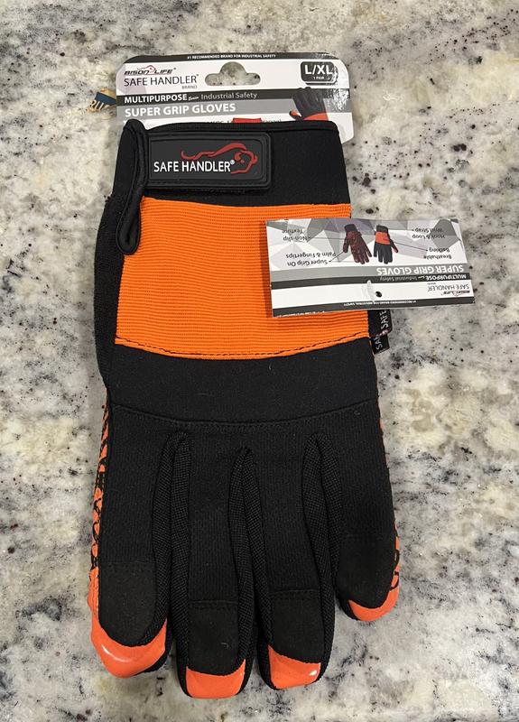 BISON LIFE Small/Medium, Black/Orange, Super Grip Gloves