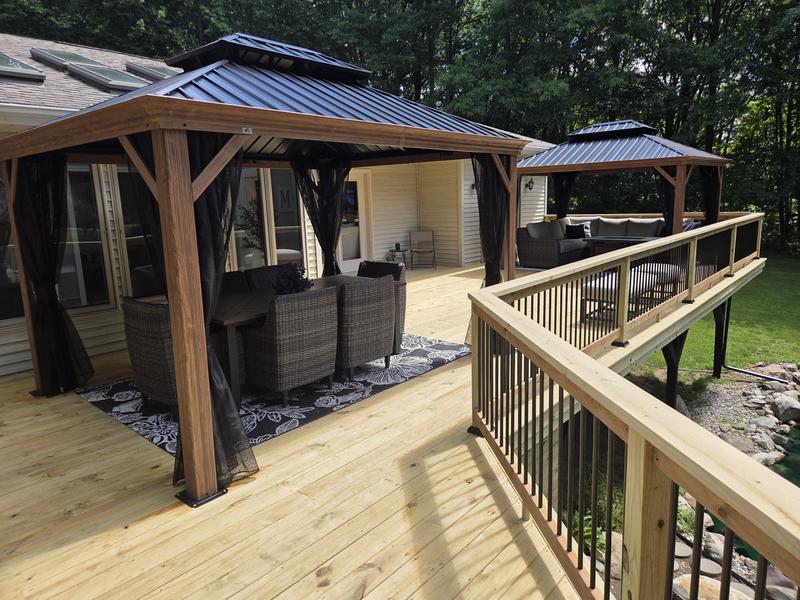 PURPLE LEAF 12ft.x 16 ft Wood Grain Luxury Aluminum Frame Patio